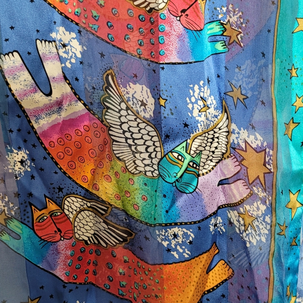 Womens Silk Laurel Burch Scarf for The Honey Collection 10x53.5 - Picture 2 of 7